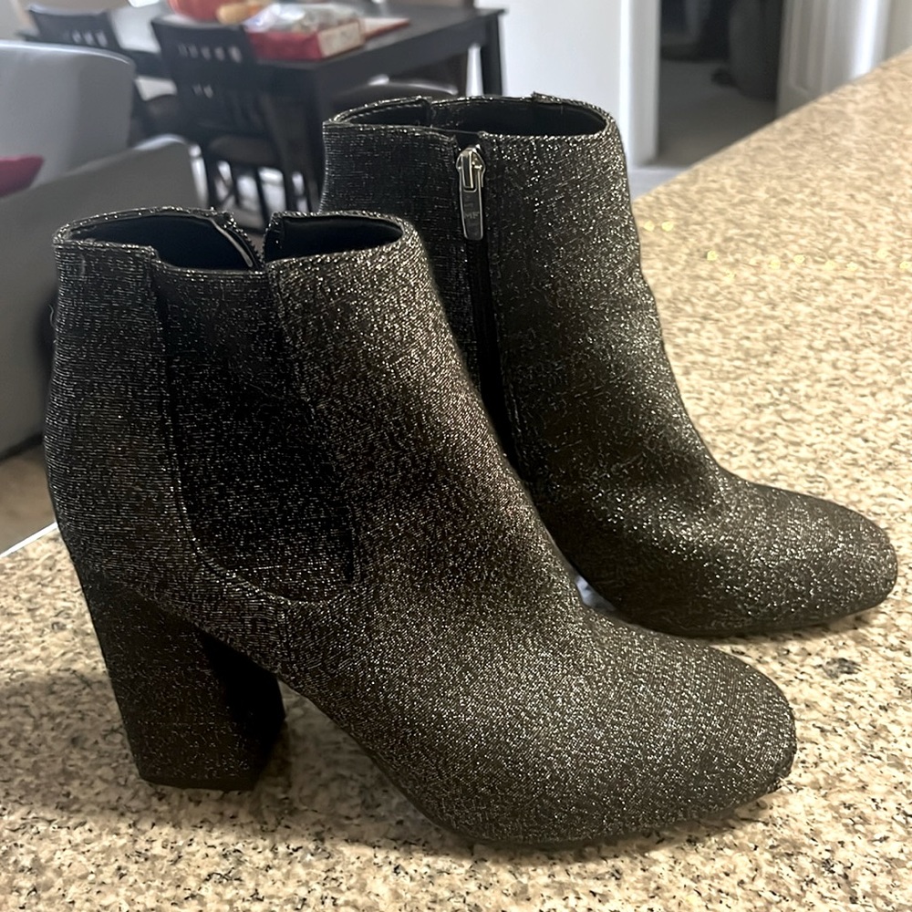Marc Fisher Metallic Silver/Black Ankle Boots